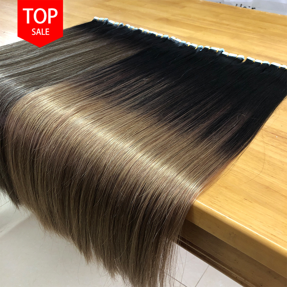 Raw vietnamese burmese hair extension tape ins cuticle aligned human hair weaves bundles tape in hair