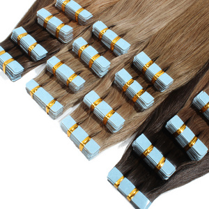 12A Grade European Tape Ins Raw Unprocessed Super Double Drawn Virgin Remy 100Human Hair Tape In Hair Extension