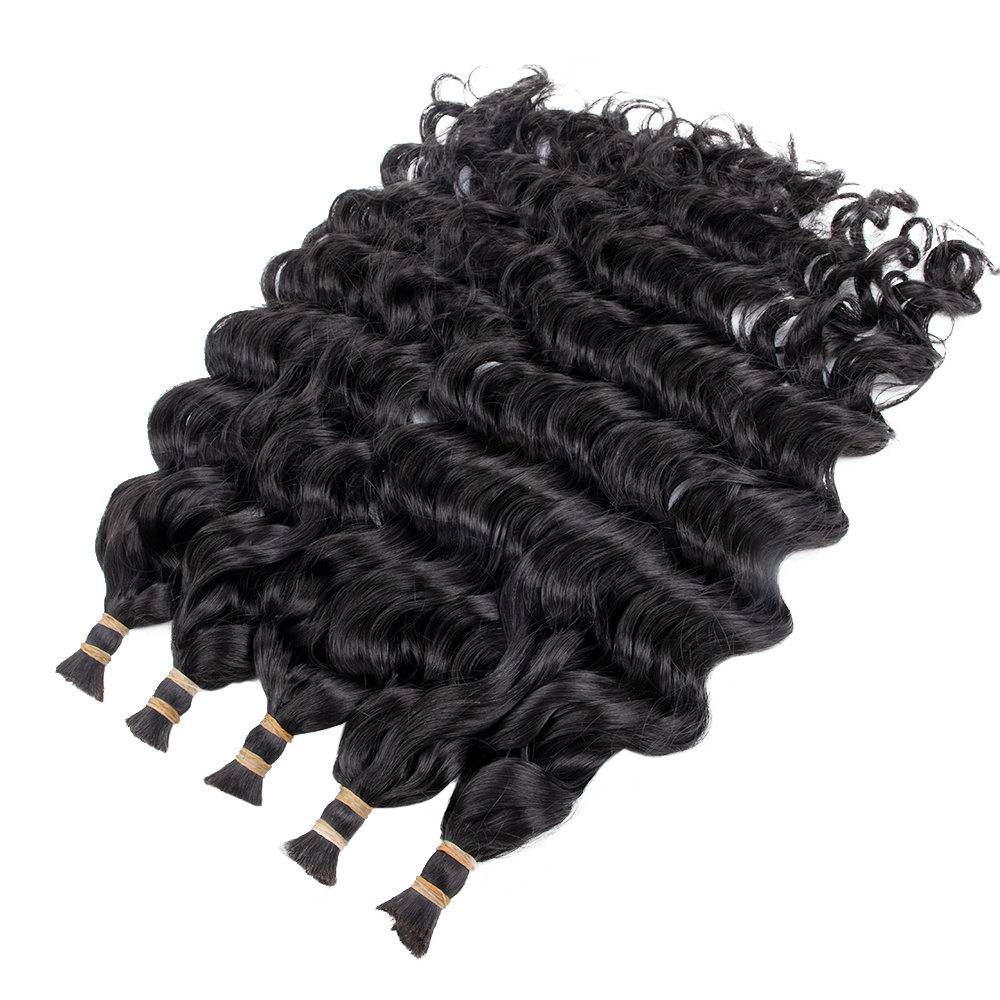 Wet And Wavy Bulk Human Hair For Braiding 100% Cuticle Aligned Unprocessed Raw Indian Hair