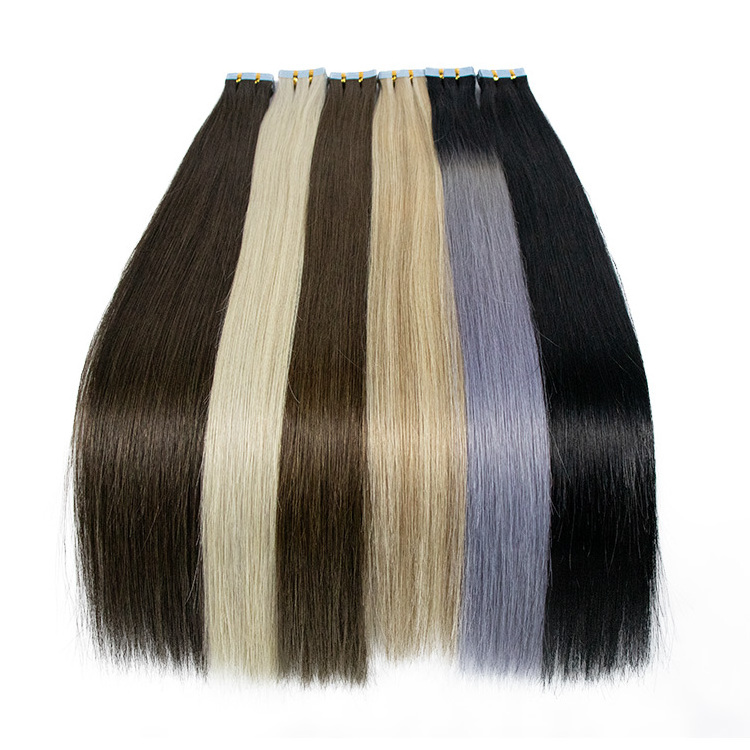 12A Grade European Tape Ins Raw Unprocessed Super Double Drawn Virgin Remy 100Human Hair Tape In Hair Extension