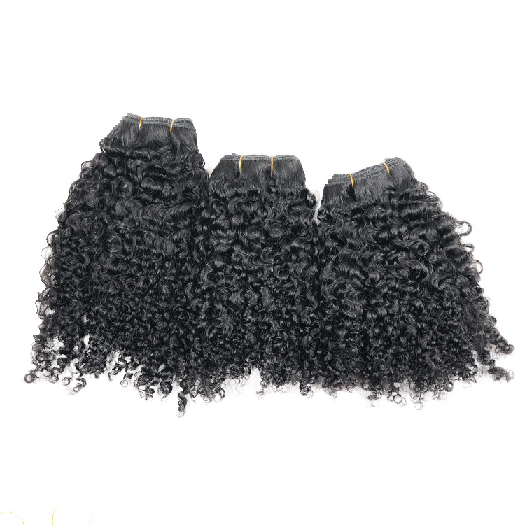 Burmese Kinky Afro Curly Hair Bundle Full Cuticle Aligned Raw Indian Human Hair Machine Double Weft