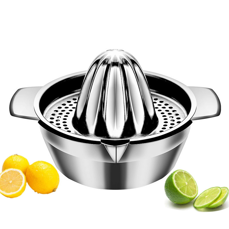 Manual Citrus Orange Grapefuit Reamer Rotation Press Juicer 304 Stainless Steel Lemon Squeezer with Strainer