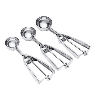 3pcs Ice Cream Scoop Sets 18/8 Stainless Steel With Trigger Release