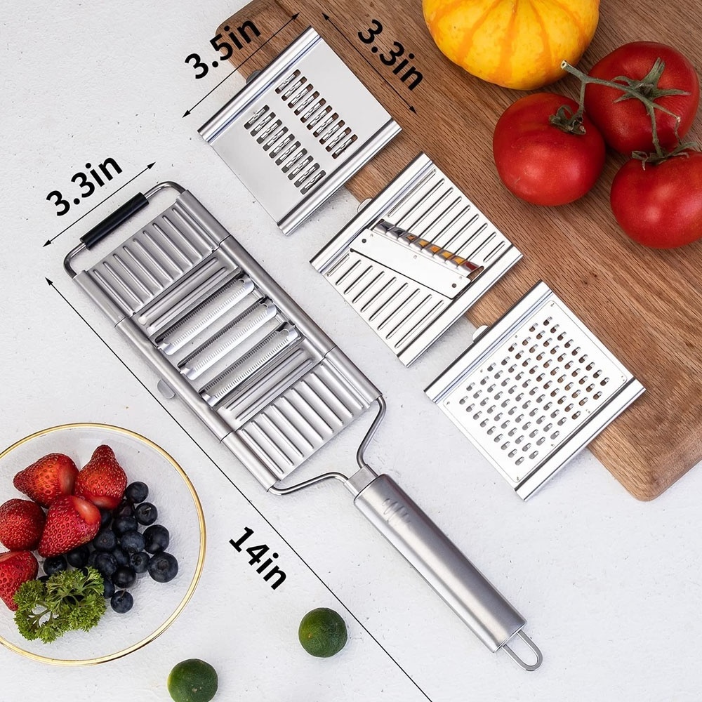 4 in1 Vegetable Slicer Kitchen Accessories Stainless Steel Zester Grater with Handle