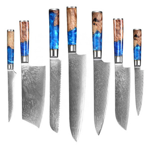 Japanese VG10 Damascus Kitchen Knife Set Damascus Steel Chef Knife Set