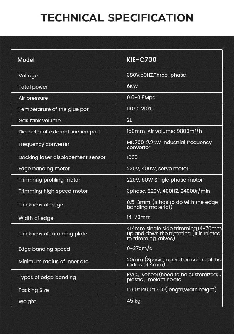 KIE-C700 All in one  curve and straight edge banding machine curved panel edge bander desk banding  machinemachine