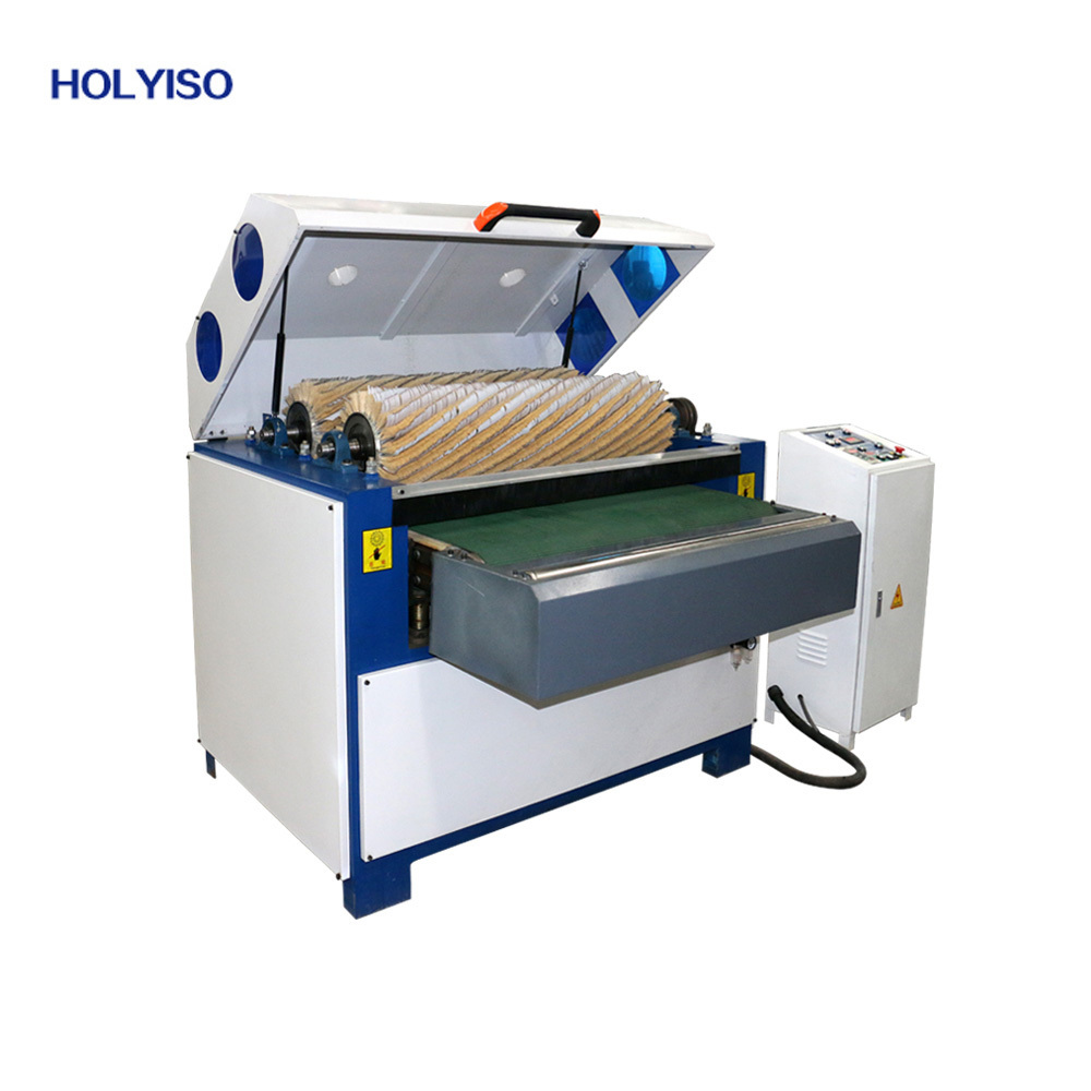 HOLYISO KI1000R-R High Quality Wood Panel Board Two Roller Brushing Sanding Polishing Machine For Furniture Cabinet