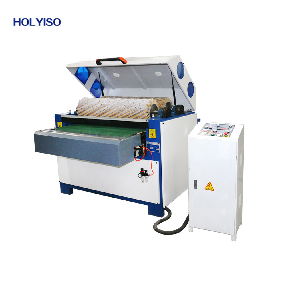 HOLYISO KI1000R-R High Quality Wood Panel Board Two Roller Brushing Sanding Polishing Machine For Furniture Cabinet