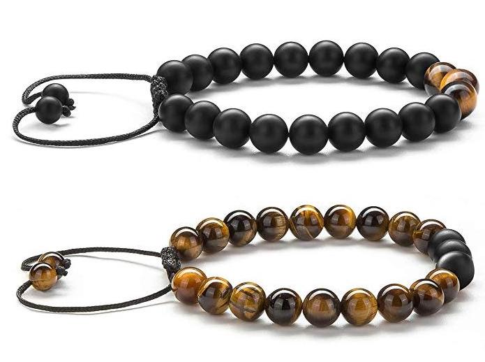 American New Tiger Eye Stone Couple Bracelet Frosted Black Agate Buddha Bead Bracelet Handwoven Jewelry Wholesale