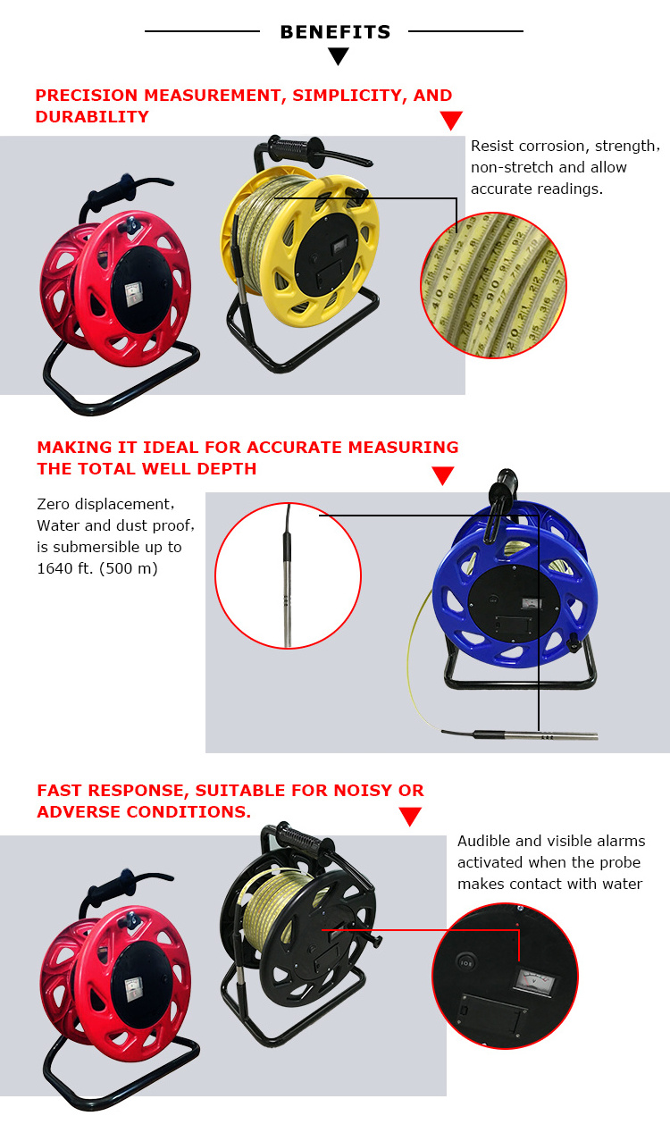 50m 100m Water Level Measurement Tape dip meter