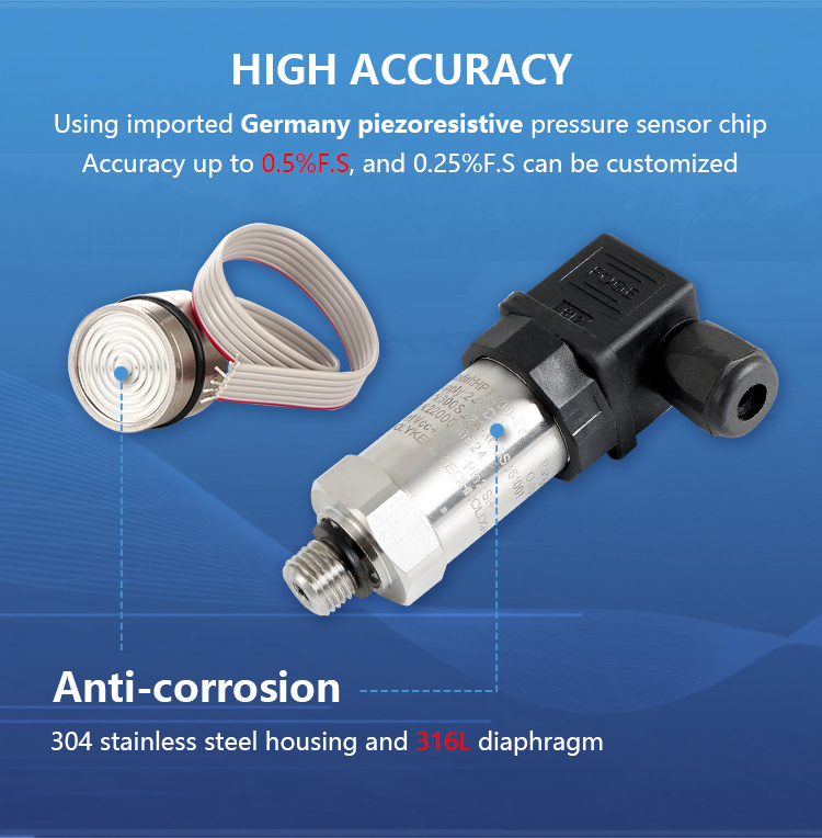 Holykell 420ma water pressure transducer 5v 1/4 1/8 npt,vacuum hydraulic oil pressure transducer sensor 150psi 4-20ma