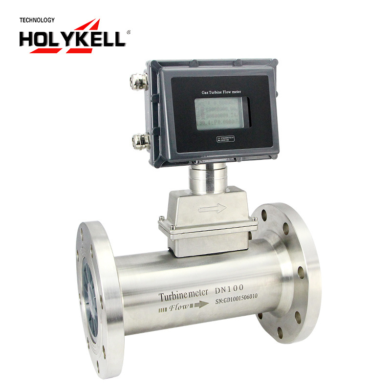 Holykell natural lpg gas turbine flow meter propane n2 nitrogen compressed air gas flow meter with LCD 4-20mA output