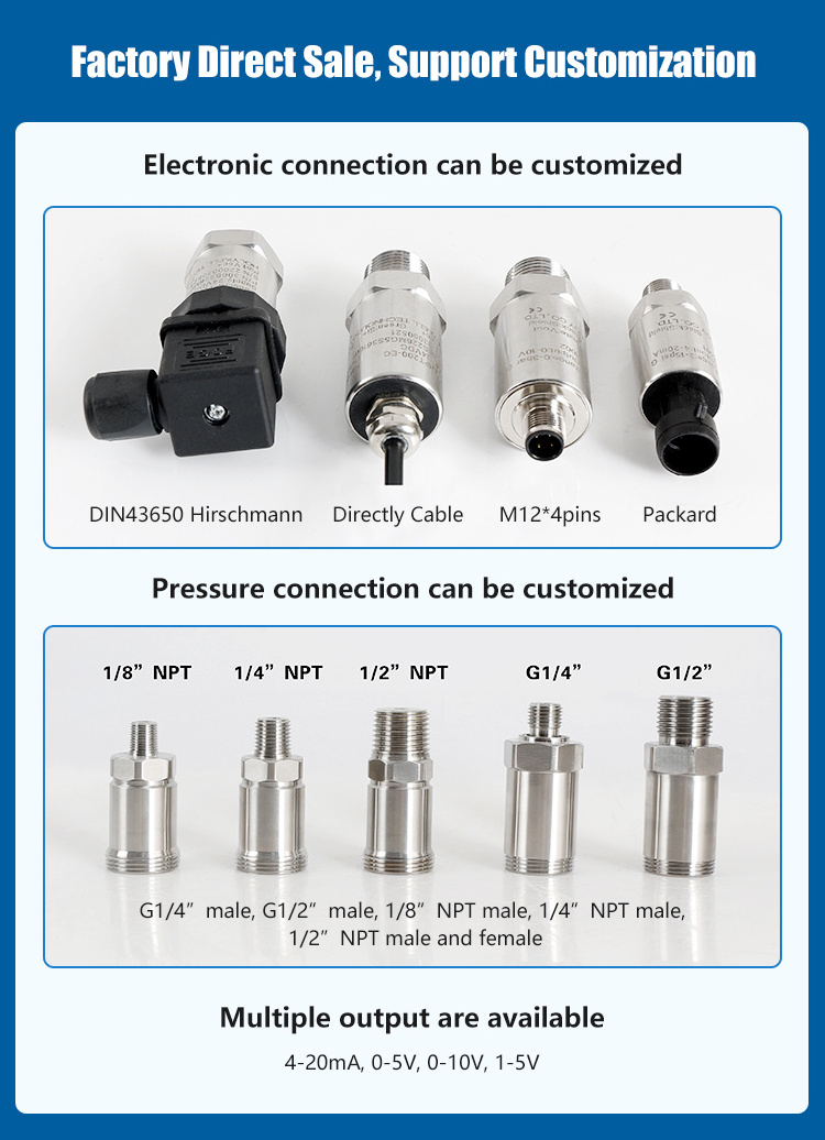 Holykell 420ma water pressure transducer 5v 1/4 1/8 npt,vacuum hydraulic oil pressure transducer sensor 150psi 4-20ma