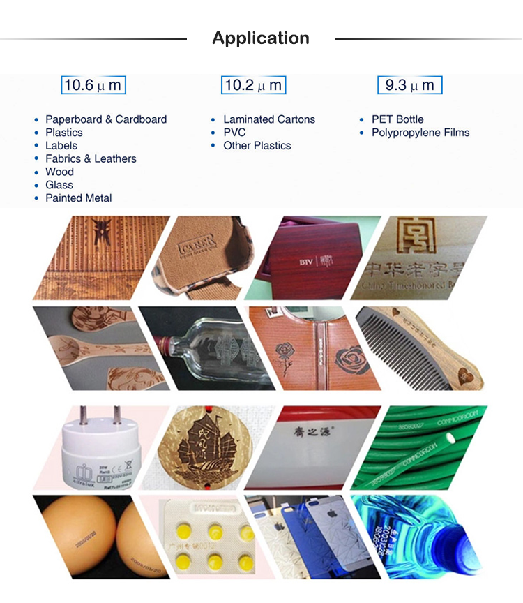 Co2 laser marking machine for logo serial number on plastic rubber wood and other nonmetal material logo maker machine