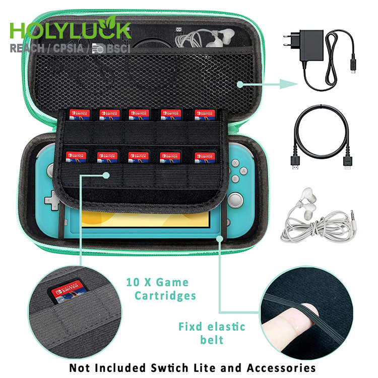 Soft microfiber interior protector hard zipper travel game console switch oled case for nintendo switch