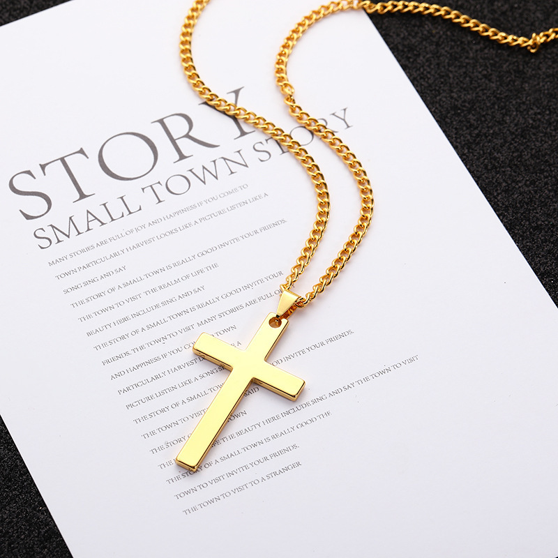 New fashion punk pendant jewelry blank non tarnish stainless steel cross necklace for men