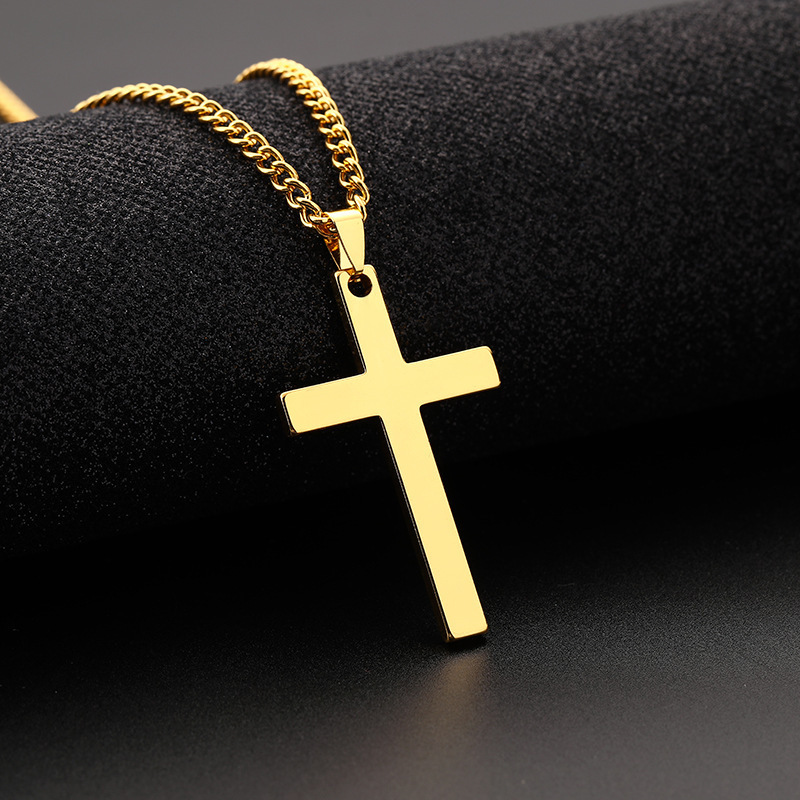 New fashion punk pendant jewelry blank non tarnish stainless steel cross necklace for men