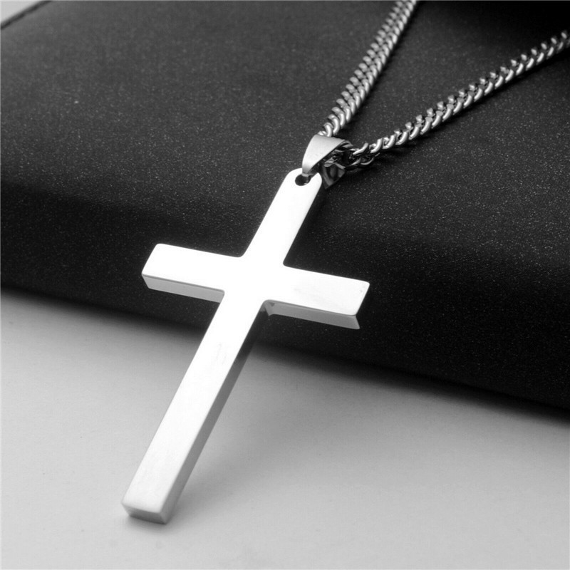 New products punk simple fashion accessories hip hop glossy stainless steel man cross pendant necklace for sale