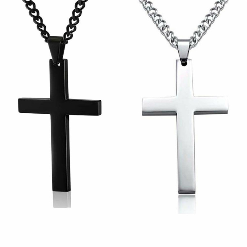 New products punk simple fashion accessories hip hop glossy stainless steel man cross pendant necklace for sale