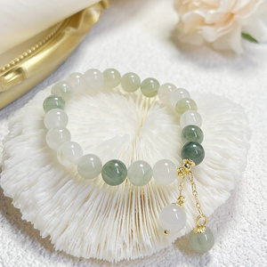 Hot-selling classic natural stone bead bracelet healing lucky crystal green jade bracelet with charm