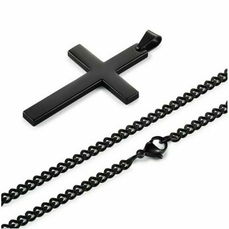 New products punk simple fashion accessories hip hop glossy stainless steel man cross pendant necklace for sale