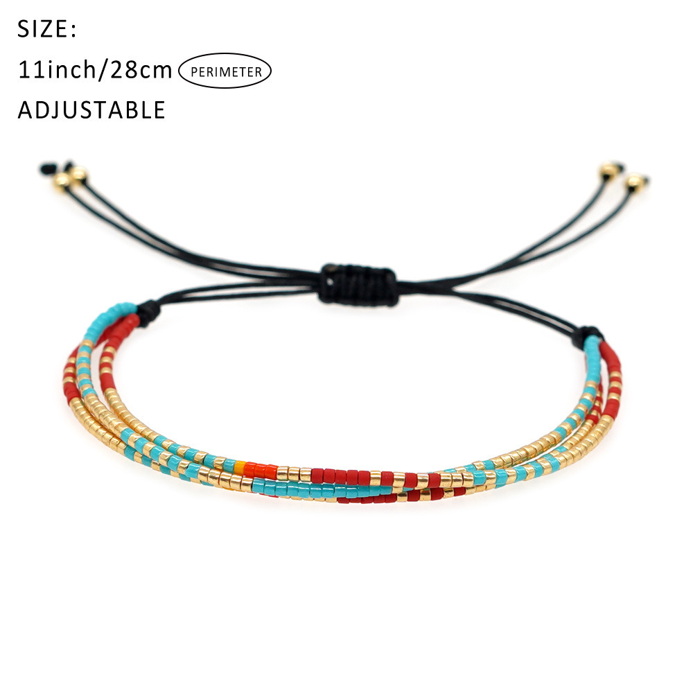 Colorful No Fade Waterproof Handmade Bead Bracelet Three Layer Stack Miyuki Bracelet For Women