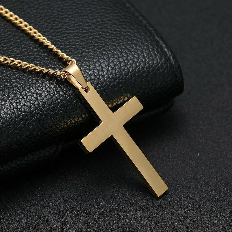 New products punk simple fashion accessories hip hop glossy stainless steel man cross pendant necklace for sale