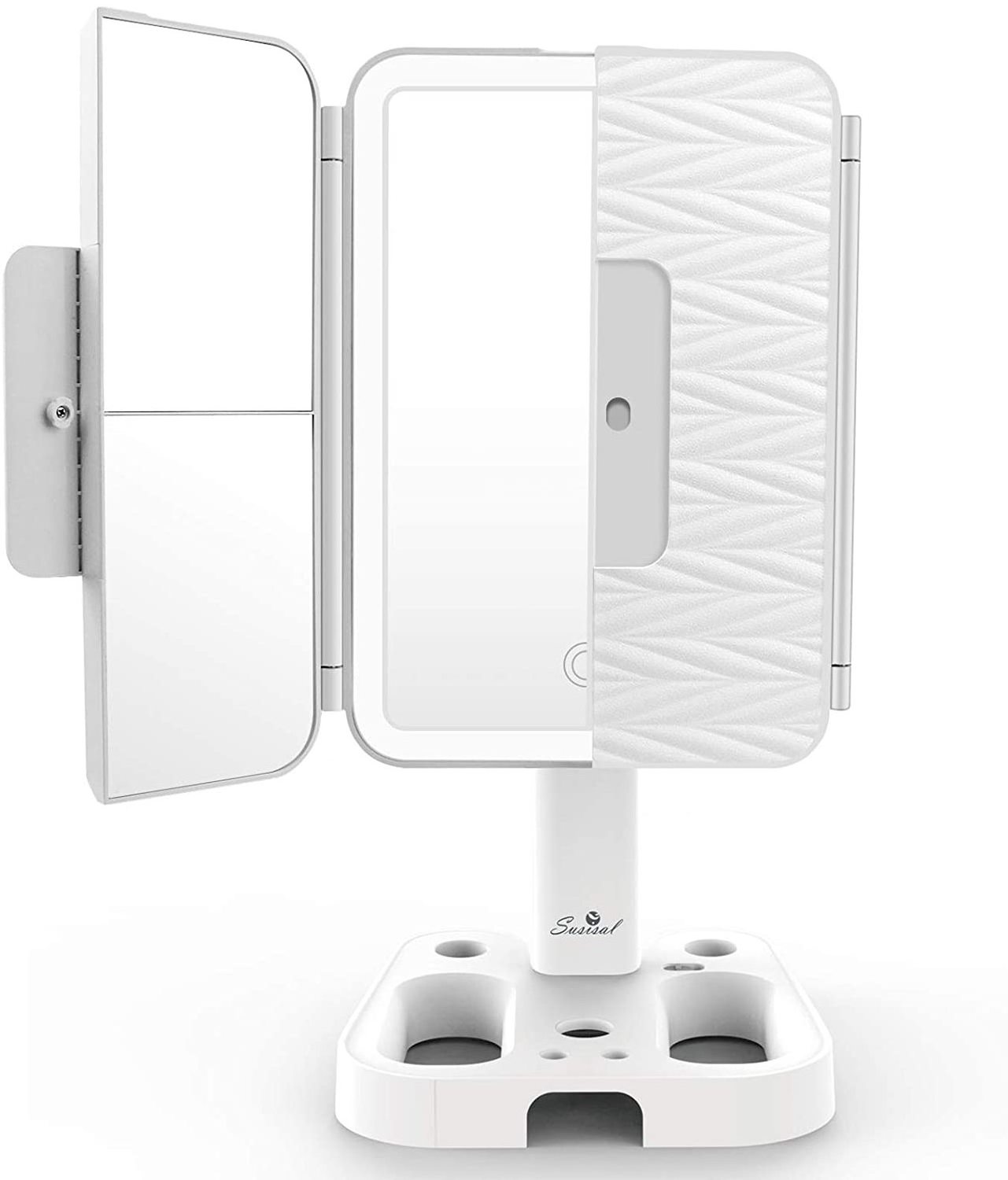 Trifold Led Lighted Makeup Mirror with 2X/3X/10X Magnification Vanity Mirror with 68 LED Lights