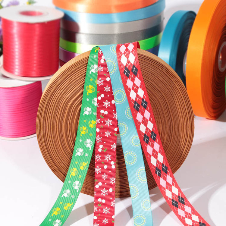 Custom Designed Polyester Christmas Present Gift Package Satin Grosgrain Ribbons For Bows