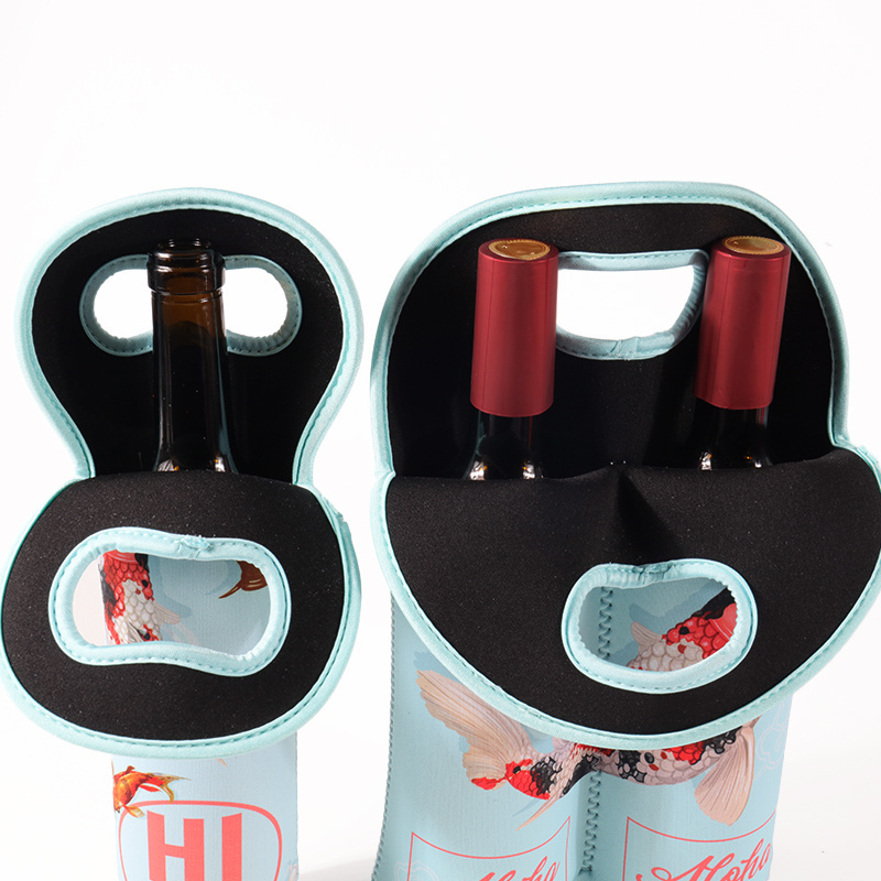 Hot Selling Custom Logo Neoprene Wine Tote Bag Wine Beverage Cooler