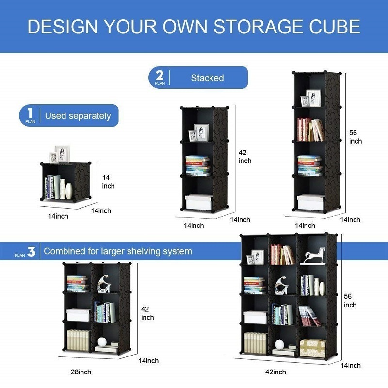 Wardrobe Closet Interlocking Cube Plastic Storage 12 Cube Organizer Cabinet Home