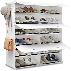 Portable Shoe Rack Organizer 24 Pairs Tower Shelf Storage Cabinet Stand Expandable for Heels  Boots Slippers  6 Tier White