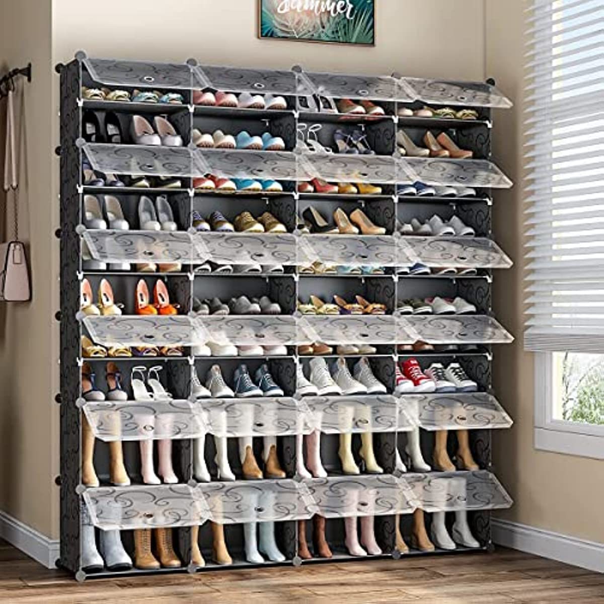 72 Pairs Shoe Rack Organizer Expandable Shoe Storage Cabinet Narrow Standing  Space Saver Shoe Rack