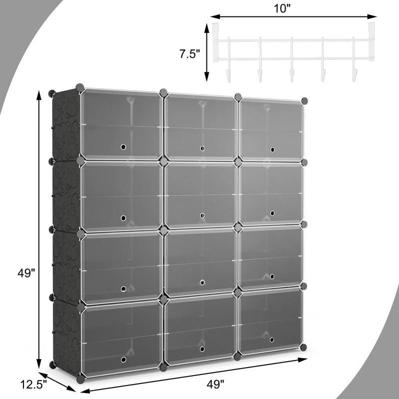 48 Pairs Shoe Rack Organizer for Closet Shoe Cabinet with Door Shoe Shelves for Closet