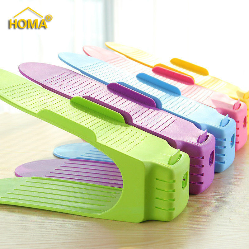 Adjustable Shoe Organizer Space Saving Plastic Shoe Slots for Home