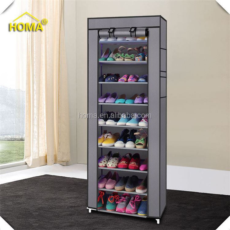 Cheap modern plastic metal shoe storage cabinet folding portable canvas shoe rack simple design price