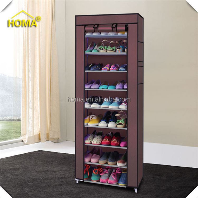 Cheap modern plastic metal shoe storage cabinet folding portable canvas shoe rack simple design price