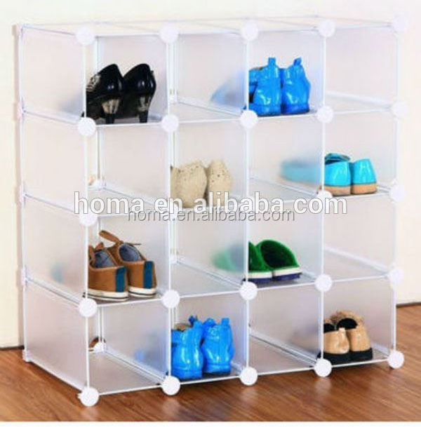 Modern dust cover plastic shoe rack pink