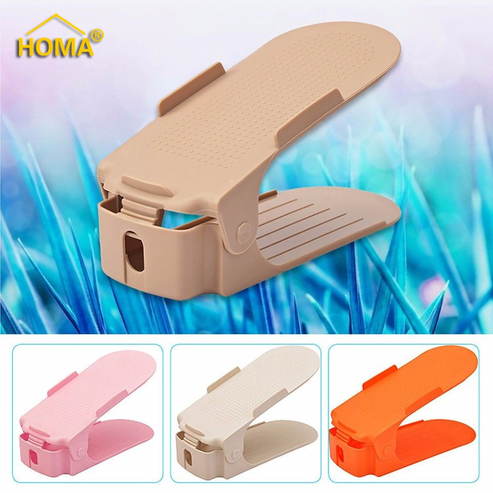 Wholesale plastic double layer adjustable shoe slots organizer