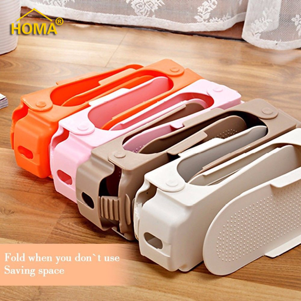 Wholesale plastic double layer adjustable shoe slots organizer