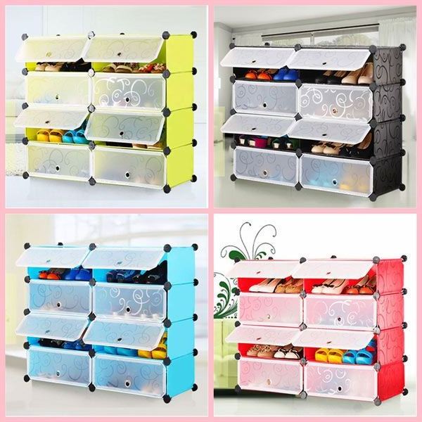 Multi Use DIY Plastic Cube Shoe Rack Portable Closet Organizer