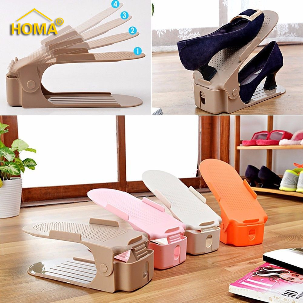 Adjustable Shoe Organizer Space Saving Plastic Shoe Slots for Home