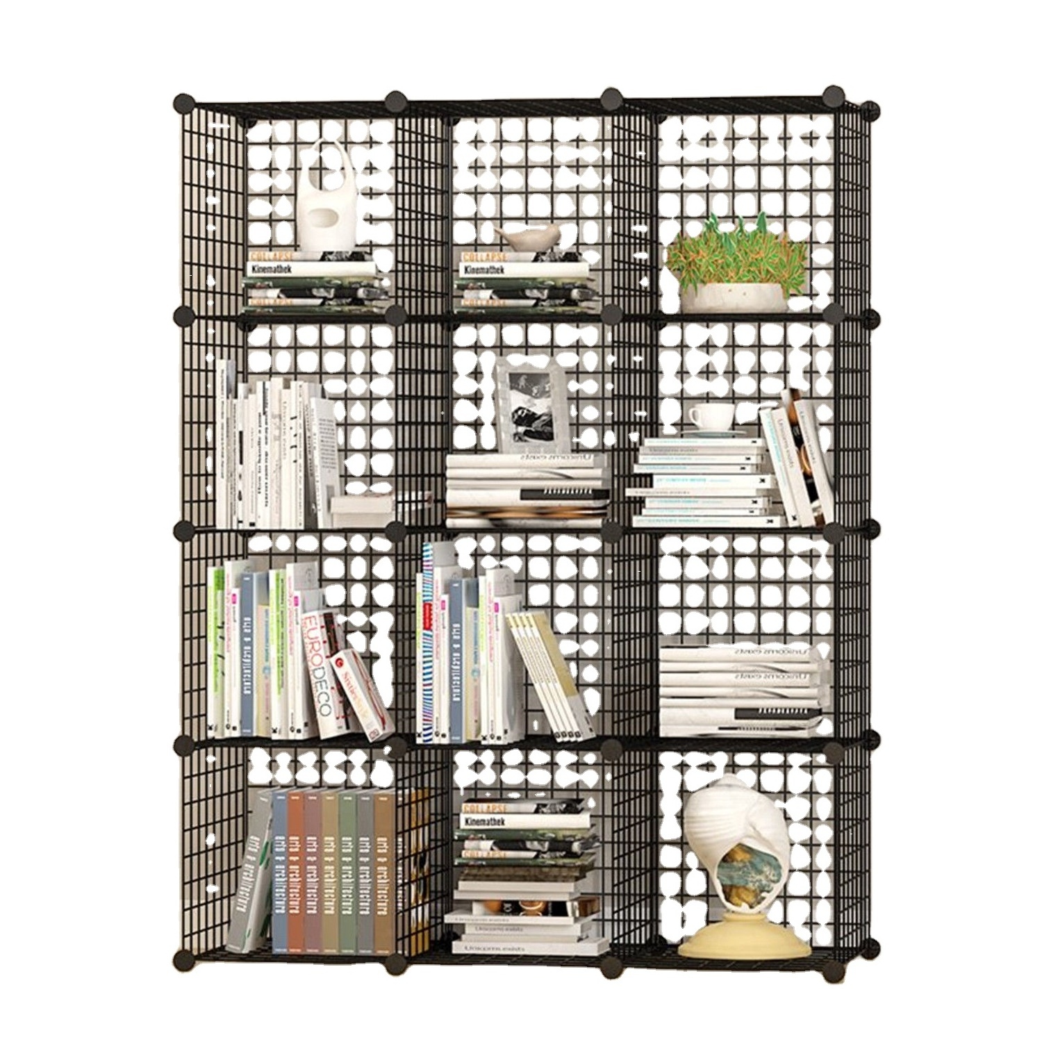 Interlocking stackable metal wire cube storage for clothes