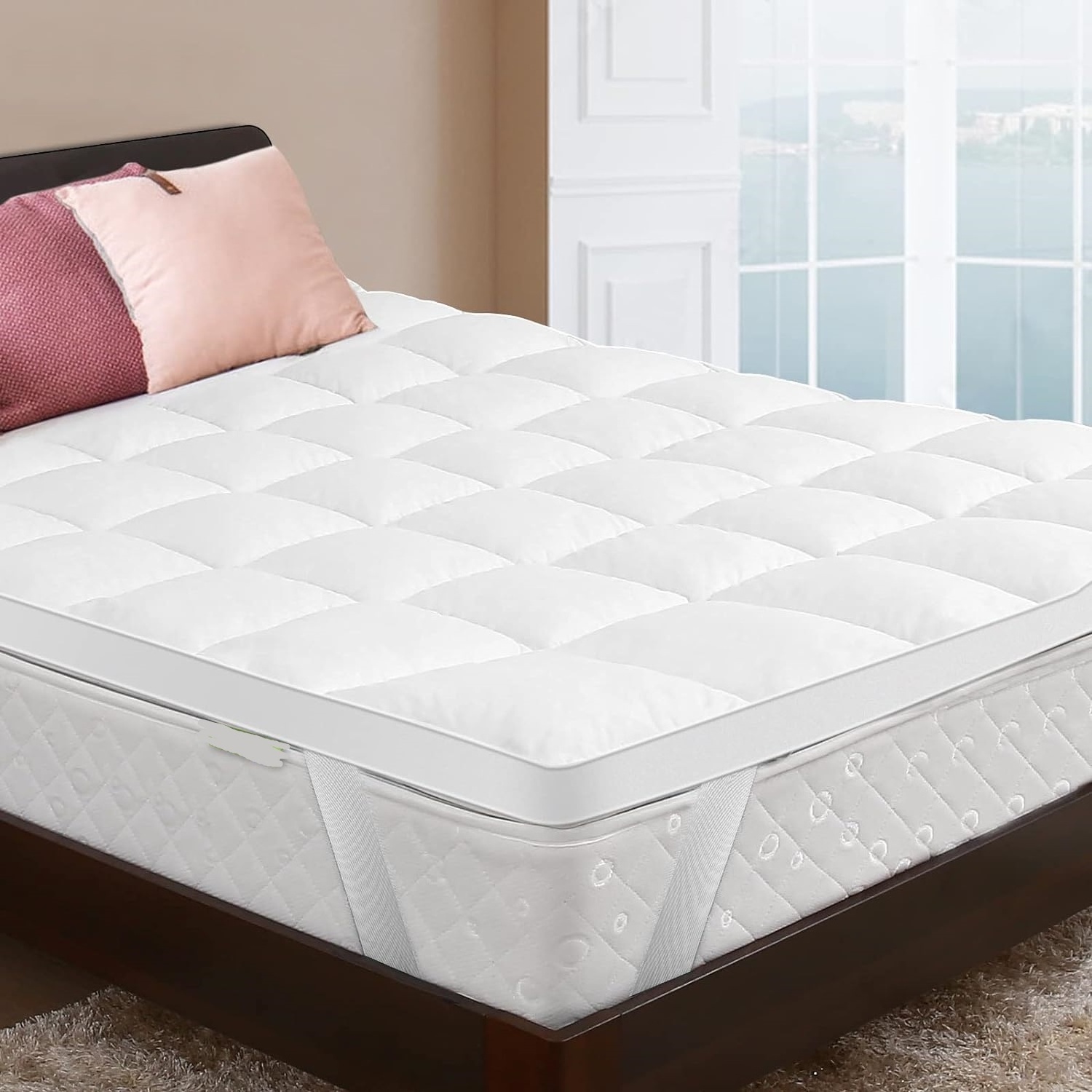 Mattress Pad Thick, King Thick Pillowtop Topper Mattress Cover Quilted Fitted Mattress Pad