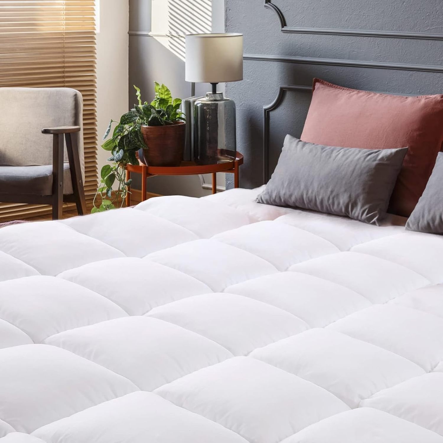 Mattress Pad Thick, King Thick Pillowtop Topper Mattress Cover Quilted Fitted Mattress Pad