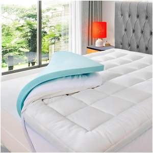 Dual Layer 4 Inch Queen Blue Gel Infused Memory Foam Plus 2 Inch Bamboo Pillow Top Cover Mattress Pad Soft Support Topper