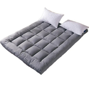 Grey cotton mattress topper with microfiber filling of foldable bed topper