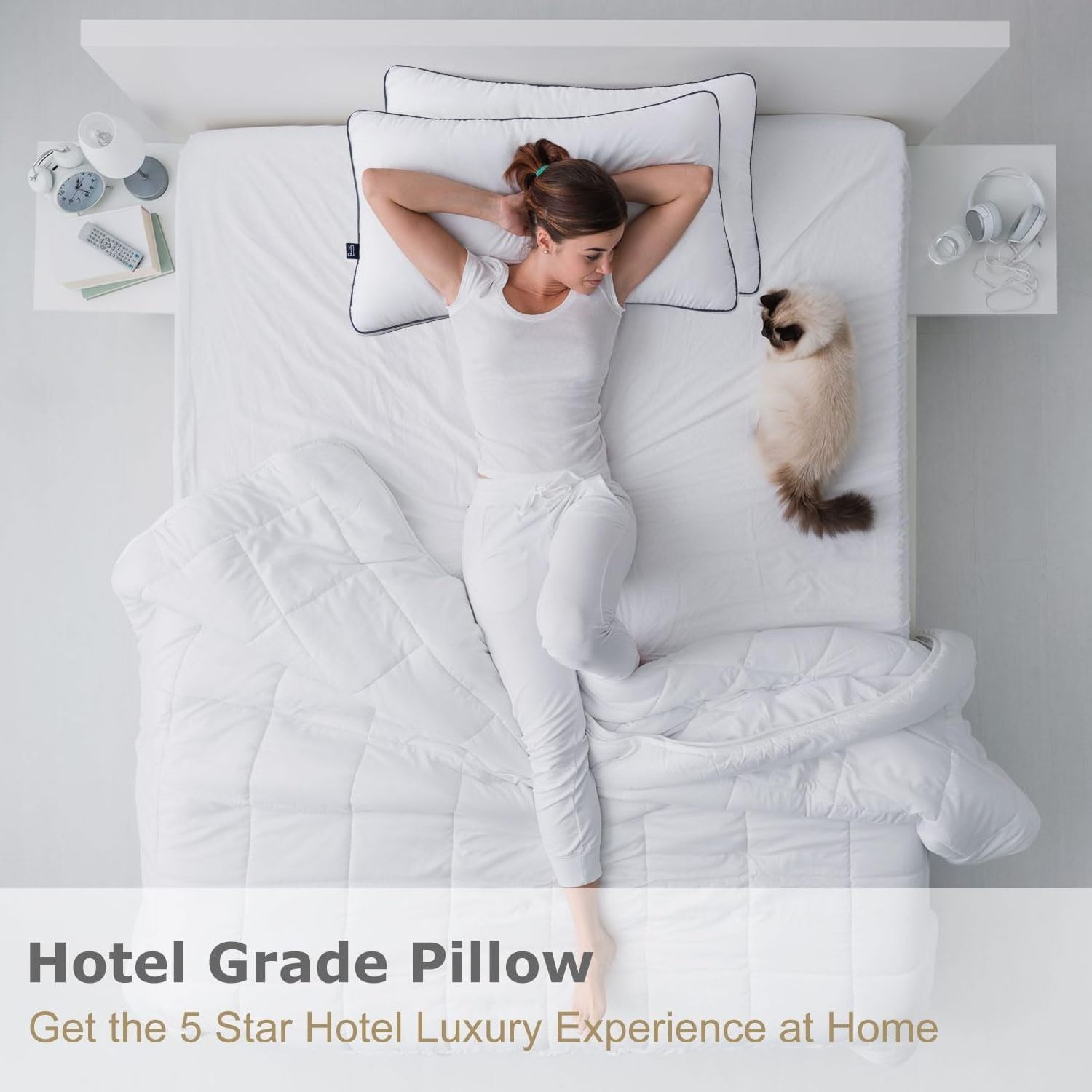 Custom Size Bedding Pillows Hotel Standard Quality Comfy Hollow Fiber Filling Pillow