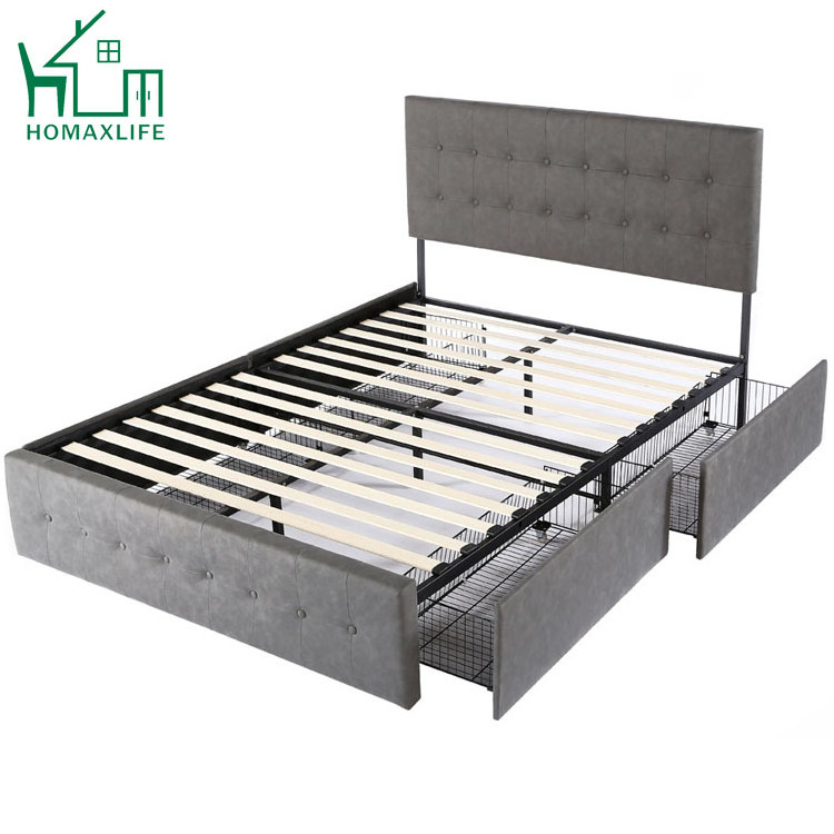 Free Sample King/Queen Size Bed Bedroom Set Lit Cama Storage Beds