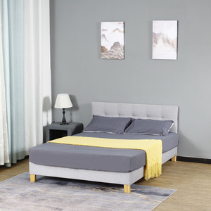 Light luxury bedroom Italian modern leather upholstered storage bed leather headboard VIP bed